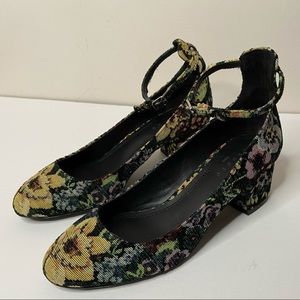 Sandro Paris Womens 9 Mid Block Heels Floral Black